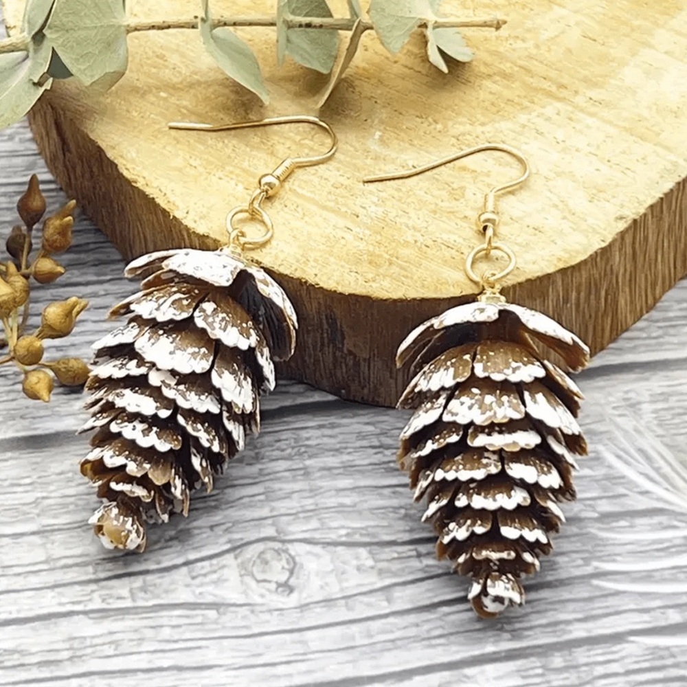 Snowy Pine Cone Earrings